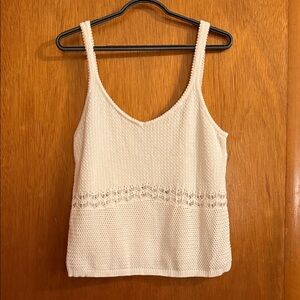 Old Navy Cream Crochet Knit Lace-Trim V-Neck Tank